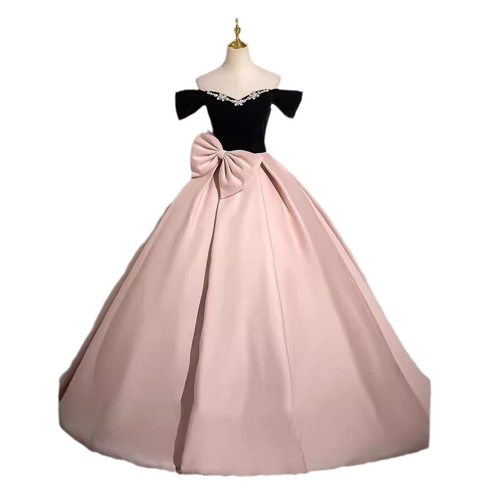 Evening dress skirt feeling French banquet light luxury niche pink princess bar mitzvah host performance dress graduation dress