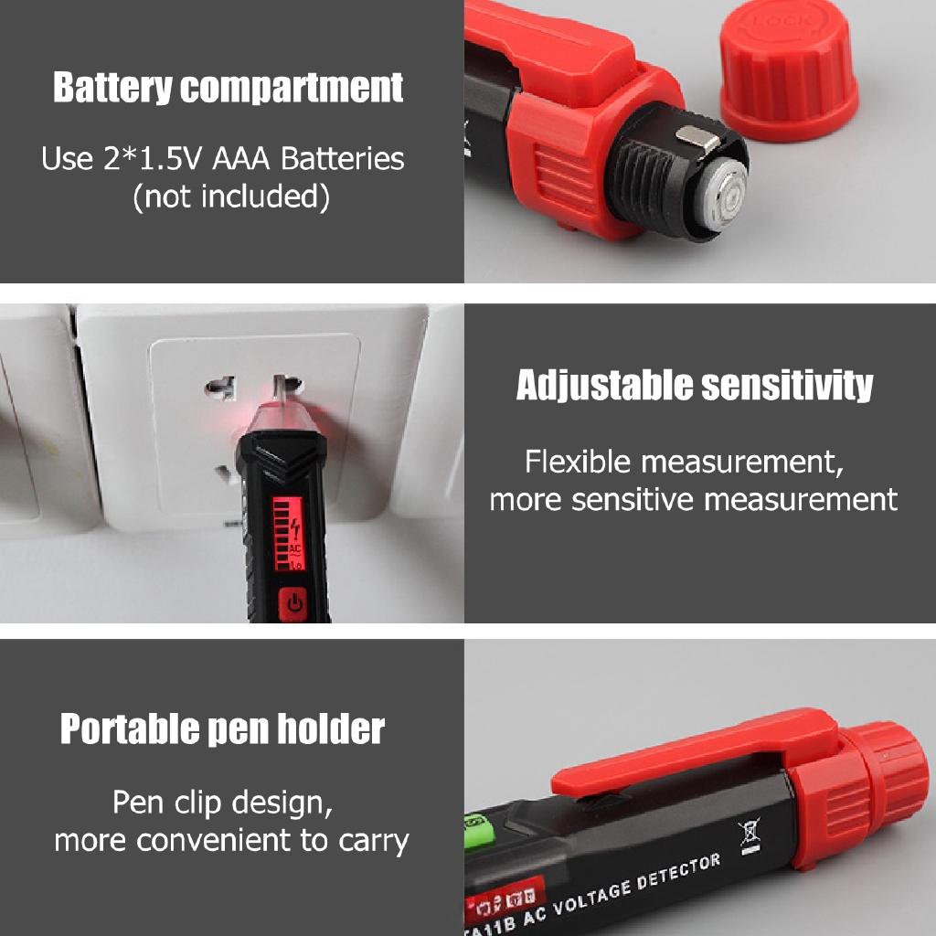 AC/DC Digital Display Multi-function Induction Test Pencil Sound/Light Alarm AC / 12~1000V Non-Contact Voltage Detector