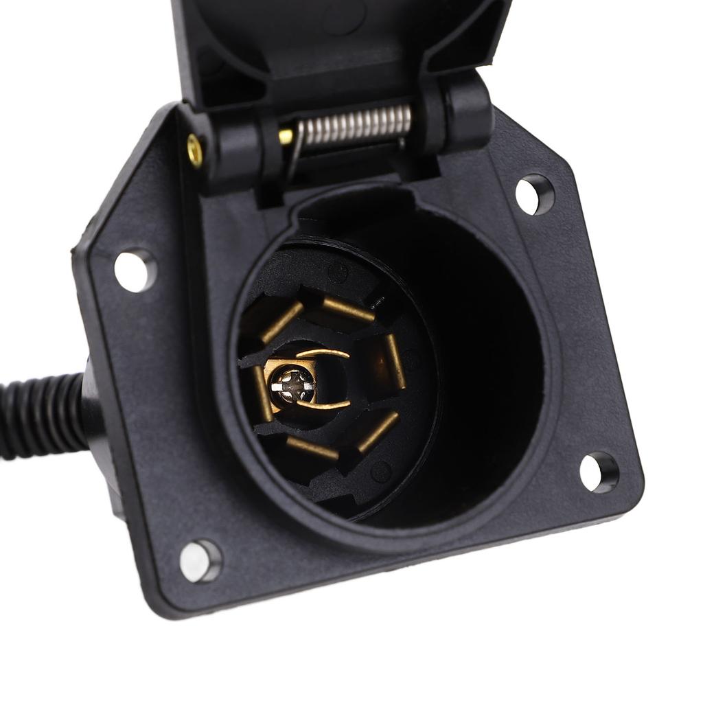 Trailer Adapter 4 Way Flat to 7 Way Round Blade Light Plug Wiring Connector with Mount Bracket for Commercial Vehicles