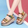 sponge cake platform leather sandals women's small new summer wedge heel light waterproof table high heels
