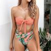 High Waisted Swimsuit Female Bandeau Bikini Floral Bikini Set Swimwear For Women Bathing Suit Swimming Suit Beachwear Bikini Set
