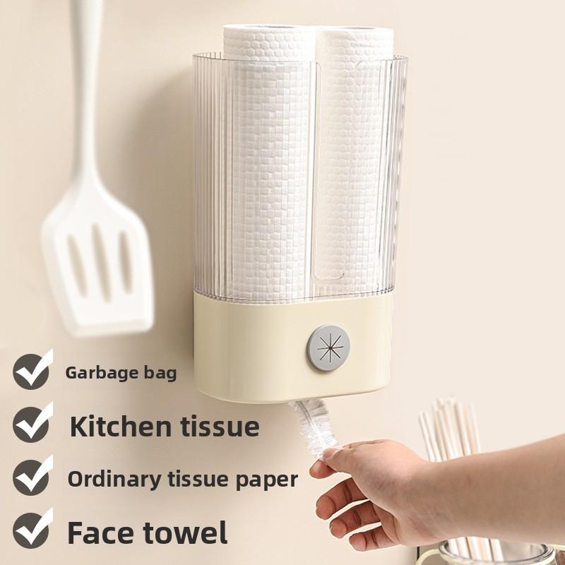 

Вешалка для тряпок, Кухонный настенный органайзер без сверления, Многофункциональная полка для хранения крышек и пищевой пленки, Полка для хранения полотенец для лица кремовый