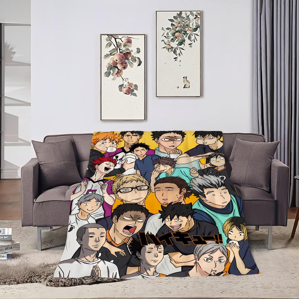 Anime H-Haikyuu Cool Baseball Blanket Plush Nap Sofa Rug for Living Room Warm Office Bedroom Birthday Home Travel Kid Gifts