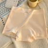 Women's Japanese Seamless Ice Silk Panties, Summer Lightweight, Extended Cotton Crotch Mid-Waist Boxer Briefs.
