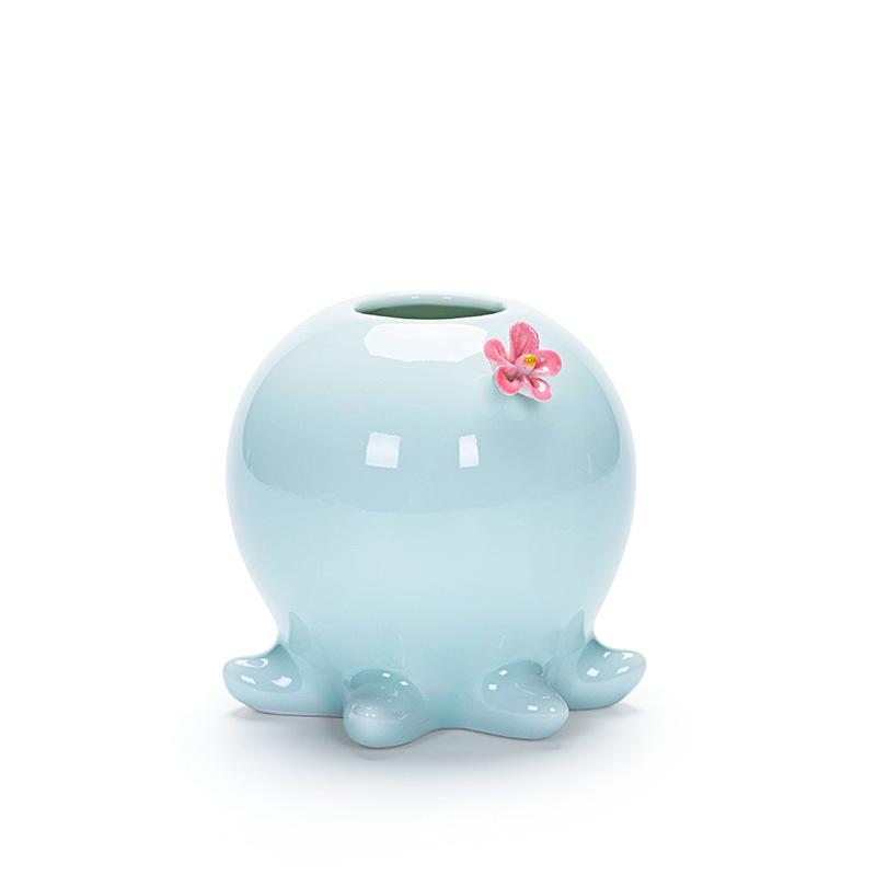 3D Home Furnishing Crafts Hydroponic Flower Inserted Creative Celadon Whale Elephant Flower Pot,home Ceramic Pot Vase Decoration