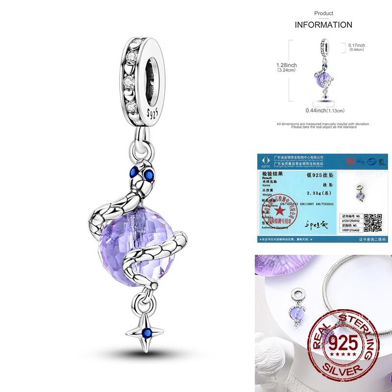 Animaux Animaux de compagnie Perles Cuivre Violet Mystique Serpent Dragon Papillon Hibou Chaînes de sécurité Breloques Bijoux pour femmes Cadeau DIY