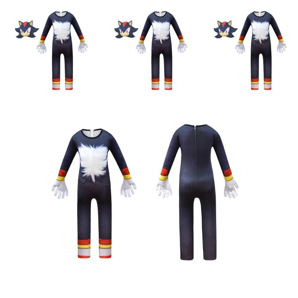 Supersonic Hedgehog Costume For Kids Anime Cosplay Jumpsuit With Mask And Gloves