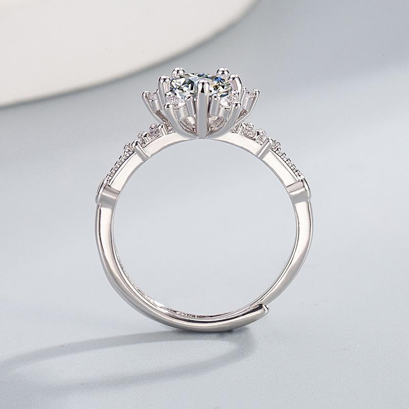 Trendy Five-Pointed Star Moissanite-Style Adjustable Open Ring