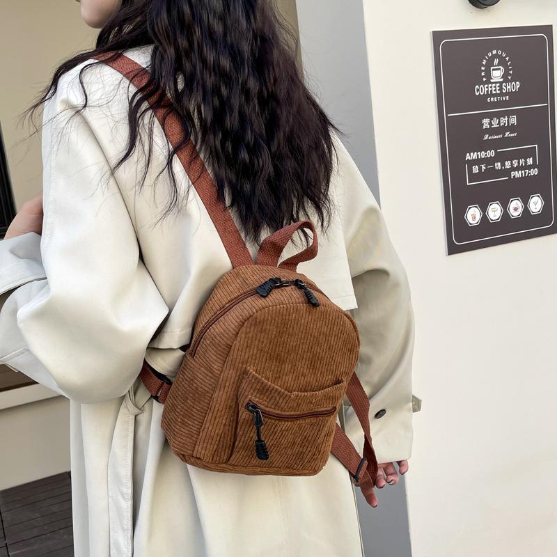 Corduroy backpack new women's bag fashionable simple backpack