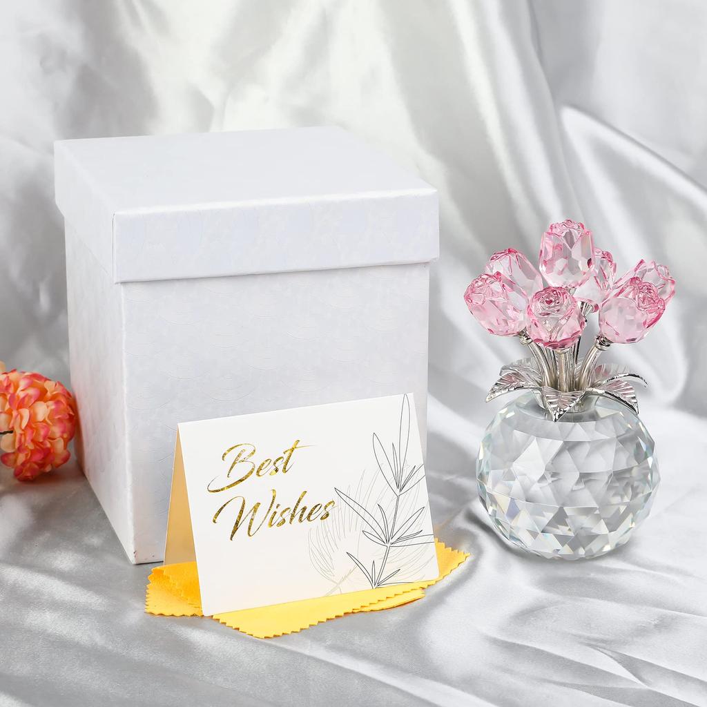 Wedding Anniversary Gift for Popular K9 Crystal Pink Rose Rose Rose Birthday Wedding Gift for Mother Women, Gift, Never-withering Bouquet, Ornament,