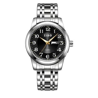Zido Luxus Quarz Leuchtende Wasserdichte Herrenuhr für Senioren mit Großen Zahlen