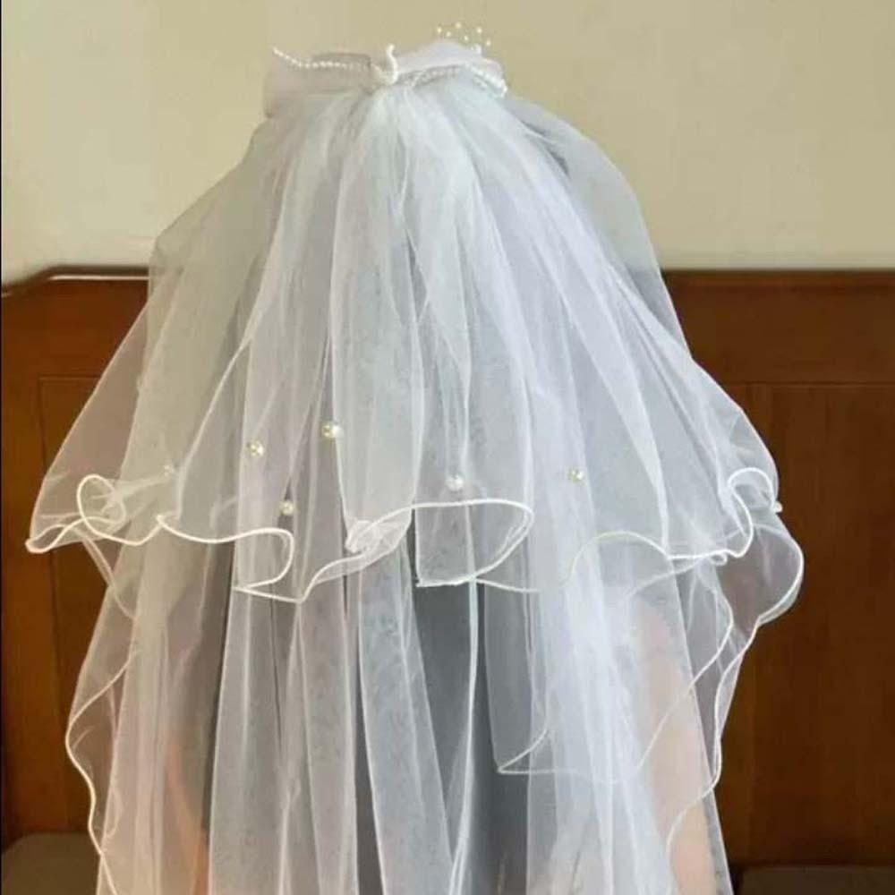 White Girls Head Gauze Bow Bridal Tulle Fashion Veil Hair Clip  Hairpins