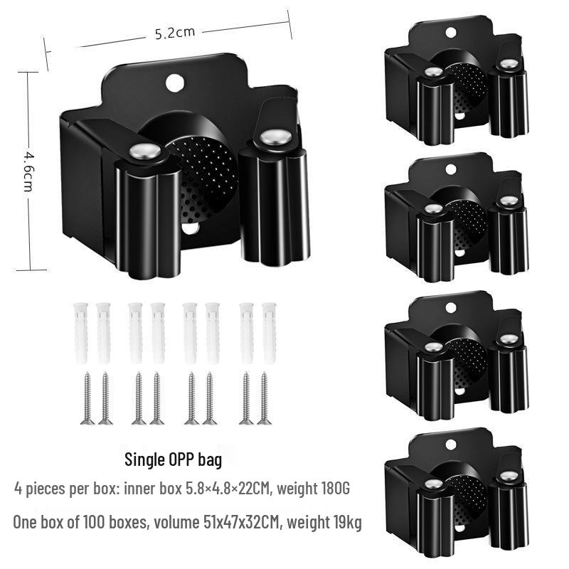 Stainless Steel Wall-Mounted Mop and Broom Holder, Punch-Free Clip for Bathroom Storage