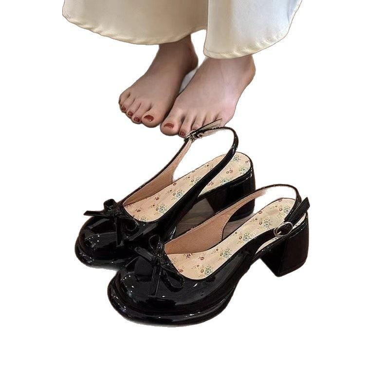 Fashion Summer Cover Toe Butterfly-knot Women Sandals Fashion Thick Heel Singbacks Shoes Ladies Outdoor Gladiator Sandalias 2025