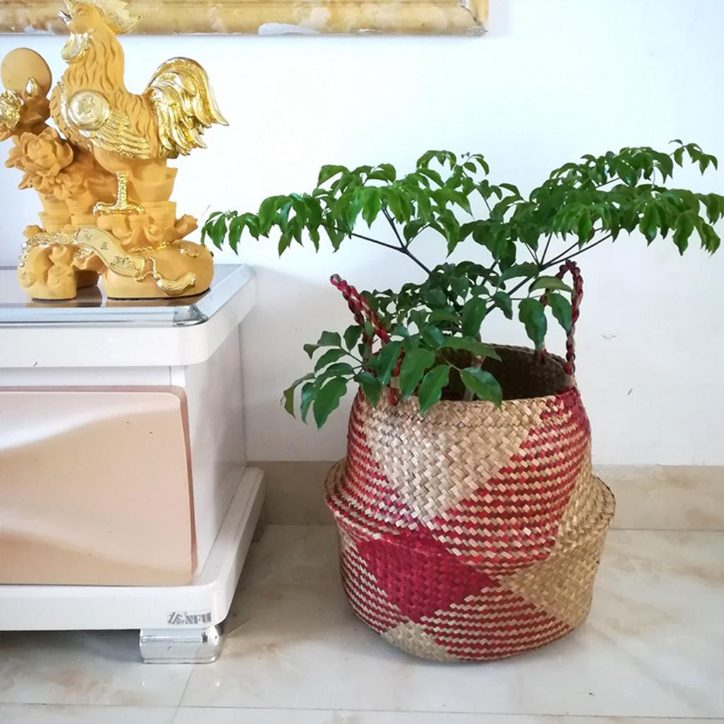 Seaweed Woven Flower Basket Woven Belly Basket Woven Basket Storage Basin Belly Basket Storage Flower Pot Basket