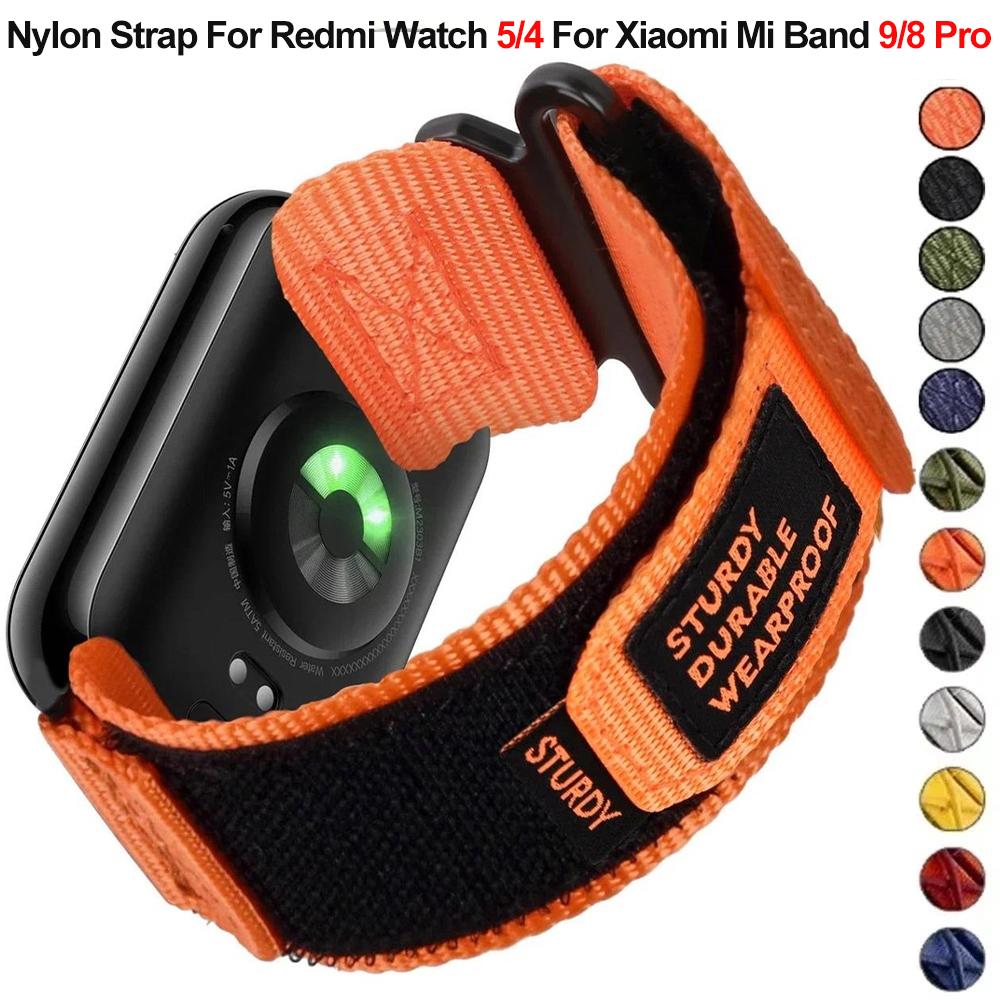 Nylon Loop Strap For Redmi Watch 5 4 Sport Bracelet Interchangeable Wristband For Xiaomi Mi Band 9/8 Pro Adjustable Watch Strap