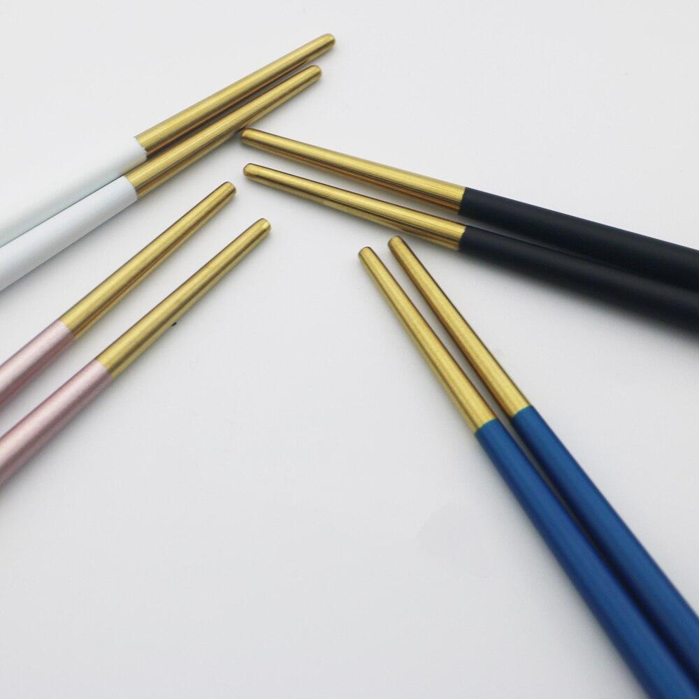 5 párů japonských korejských čínských hůlek Černé zlato Sada z nerezové oceli Nádobí Sushi hůlky Délka 22 cm Nádobí