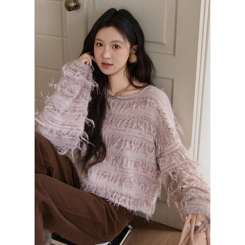 Women s Tassel Sequin Wool Blend Knit Sweater One Size