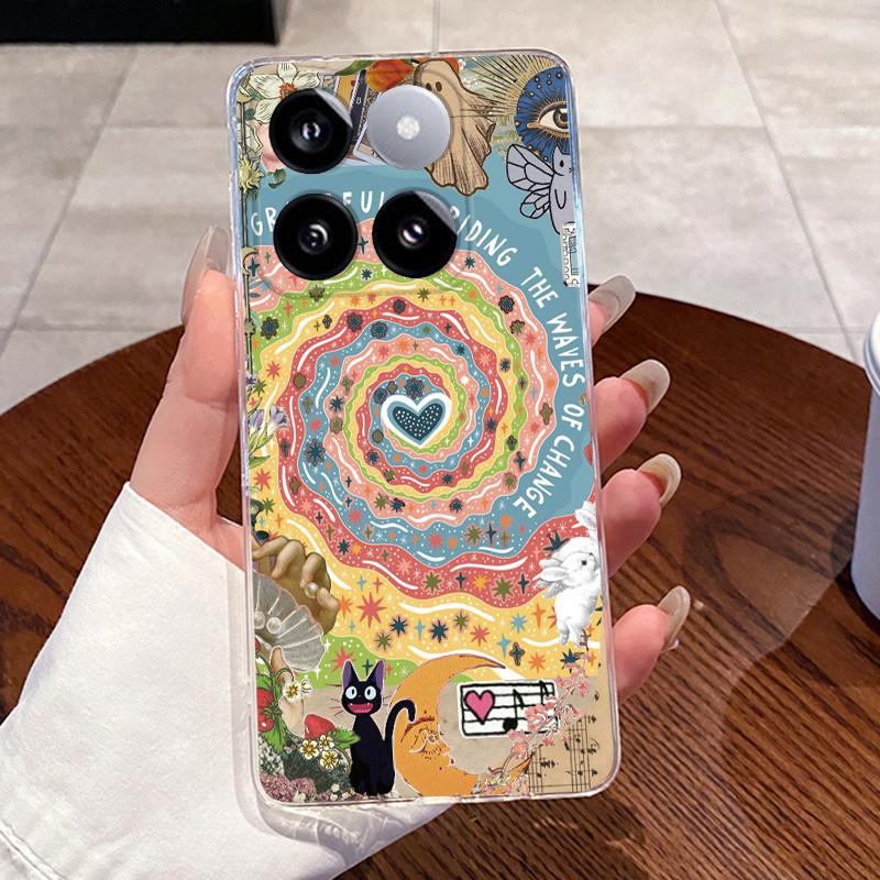Jelly Casing For Xiaomi 14T 14TPro Clear Silicone Soft TPU Back Cover For Xiaomi 14T Pro Cute Cat Rabbit Heart Protective Case