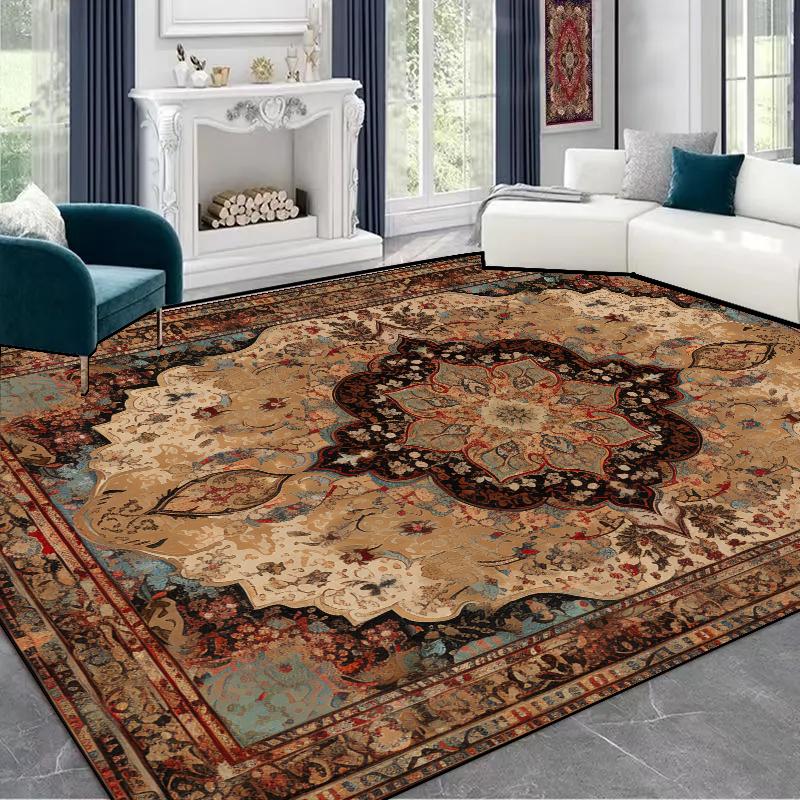Persian Style Luxury Big Carpets for Living Room Decoration Bedroom Green Anti Slip Rugs Ins Plush Customizable Large Area Mats