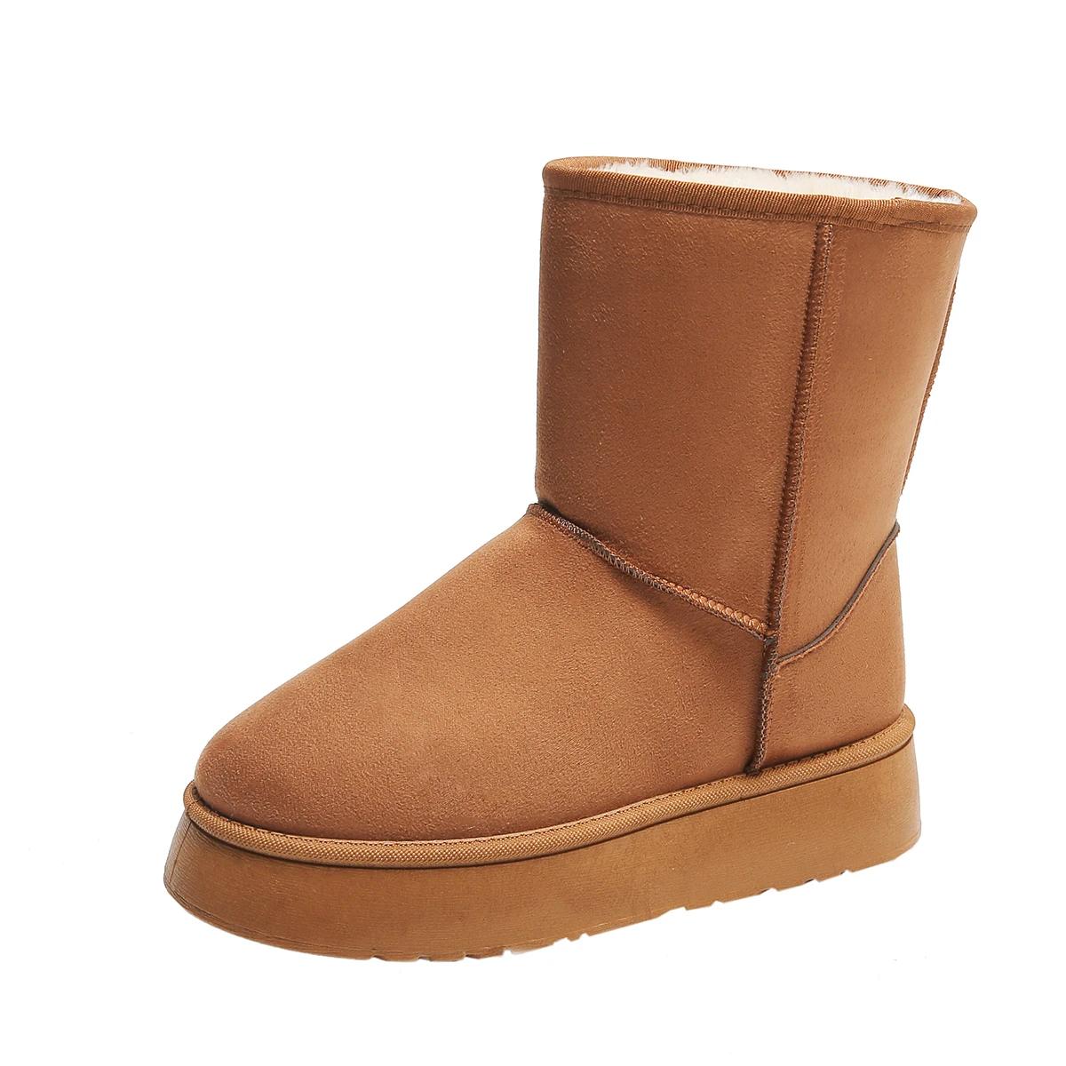 

Мода 2024 года, горячая распродажа женской обуви, женские сапоги без застежек, модные короткие плюшевые повседневные сапоги, женские зимние ботинки с круглым носком на плоской подошве, ботильоны Zapatos 41 коричневый