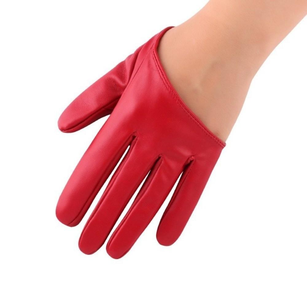 PU-Leder Halbfingerhandschuhe Fingerlose Lacklederhandschuhe Persönlichkeit Fünf-Finger-Fäustlinge Damen
