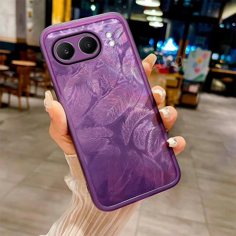 

For OnePlus Nord 4 5G Nord4 Feather Glitter Silicone Case for One Plus Nord 4 Lens Camera Protection Film Clear Bumper OnePlus Nord 4 5G