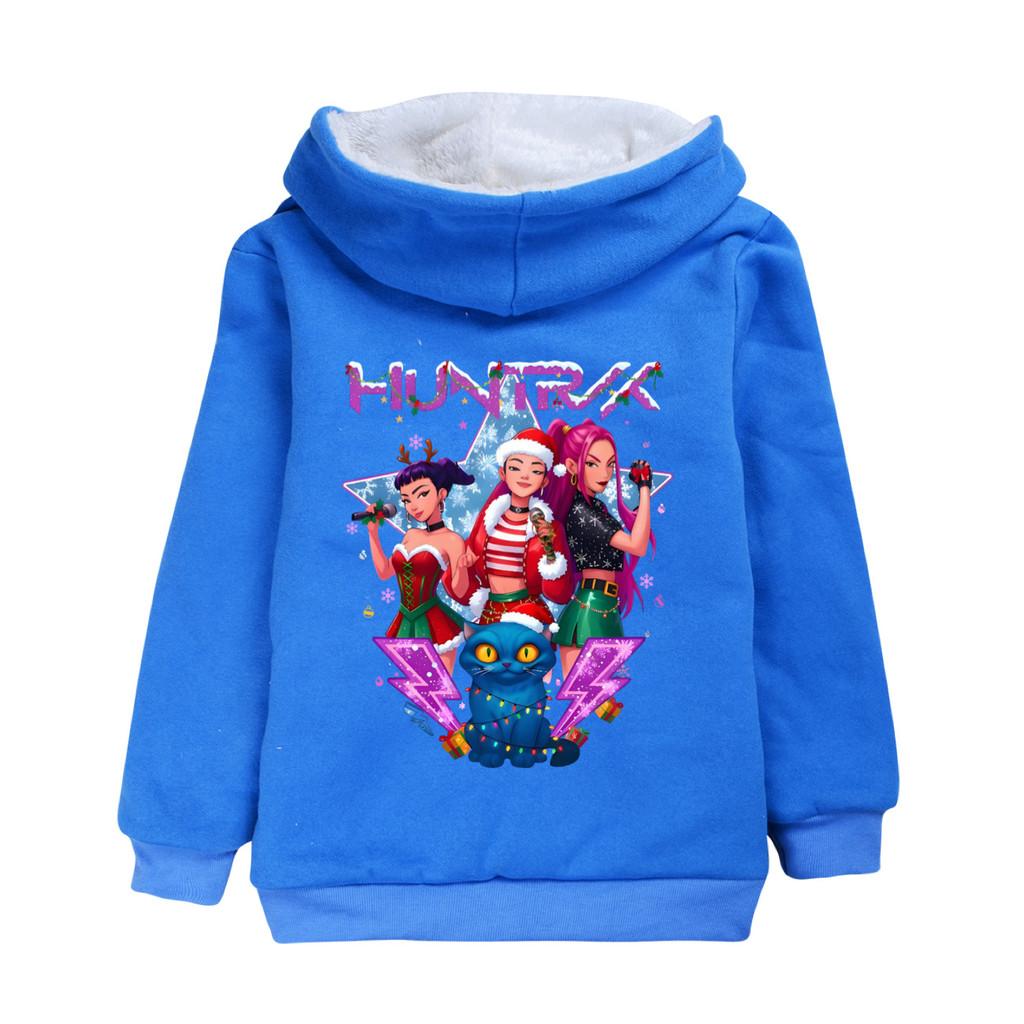 5088 Neujahr Weihnachten Kinder Mädchen Kpop Zoey Mira Rumi Print Langarm Samt Warme Jacke