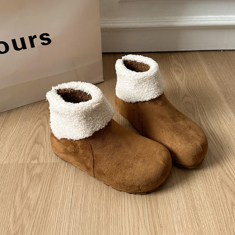 

Women s lightweight thick-soled winter warm one-step snow boots padded lining non-slip wear casual sports cotton boots 40 верблюд