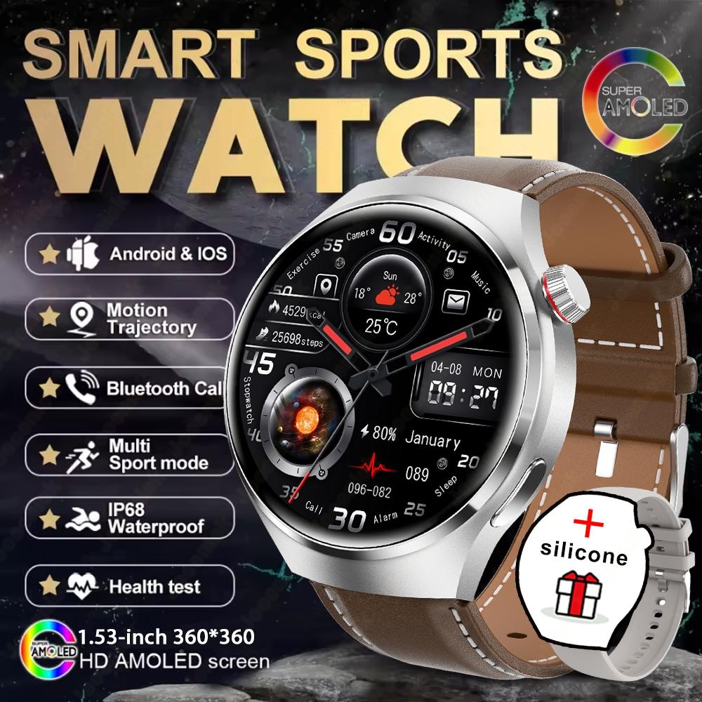 New Smartwatch Men GPS Tracker 150+ Sport Modes Waterproof Watch 1.53-inch Heart Rate Bluetooth Call Smartwatch Watch 4 PRO