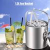 Kitchen 1.3L Bar Wine Home Ice Cube Container Cooler Ice Bucket With Tongs And Lid