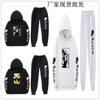 Mens Oversized Hooded Sweatshirt With Cartoon Print Fleece-Lined Long Sleeve Pullover Streetwear