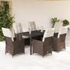 VidaXL Garden Dining Set and Cushions 7 Pcs Brown Rattan, Outdoor Dining Set, Dining Room Furniture 3276772