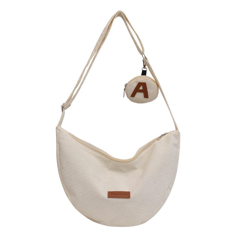 Urban Minimalist Corduroy Tote Bag With Zipper Closure For Daily Use