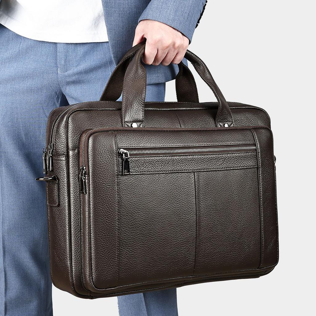 The First Layer of Cowhide Men's Briefcase High-grade Hand-made Soft Leather Laptop Bag Men's Business Bag