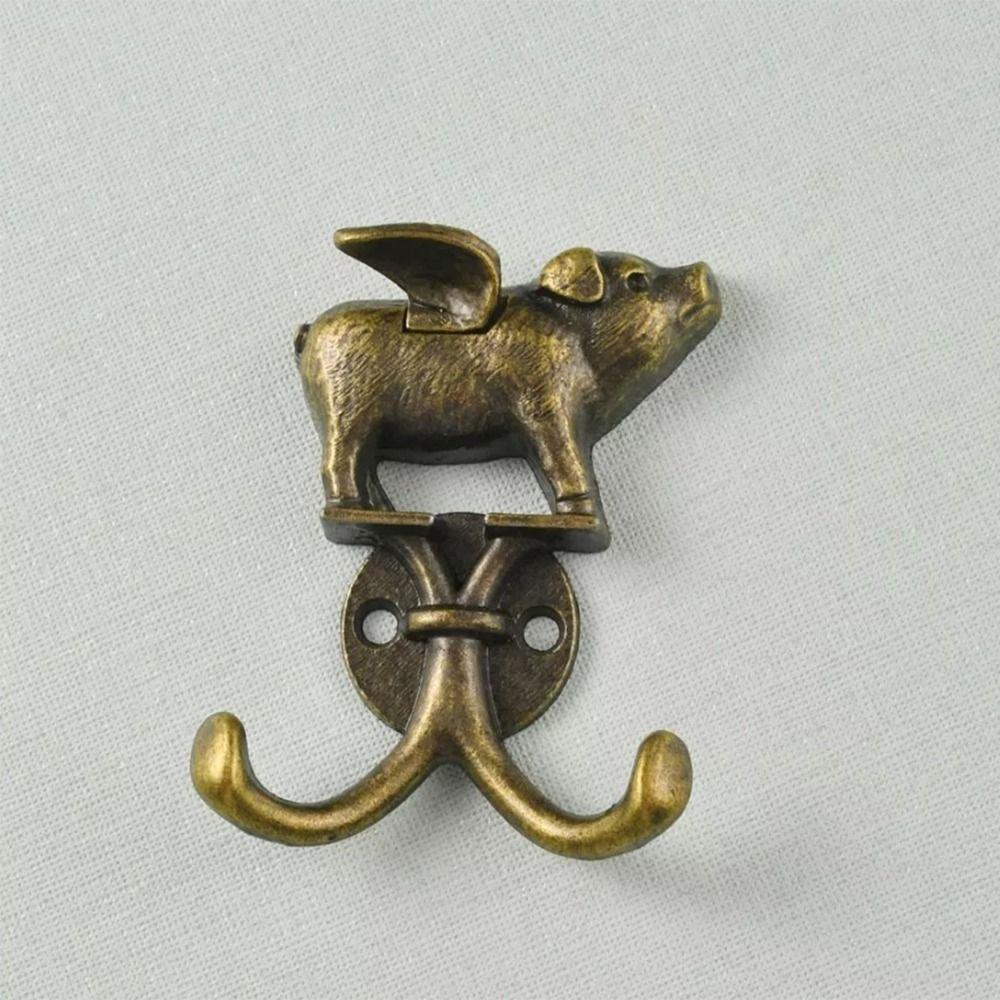Vintage Decorative Flying Pig Wall Hook Heavy Duty Towel Hooks for Kitchen Bathroom Bedroom