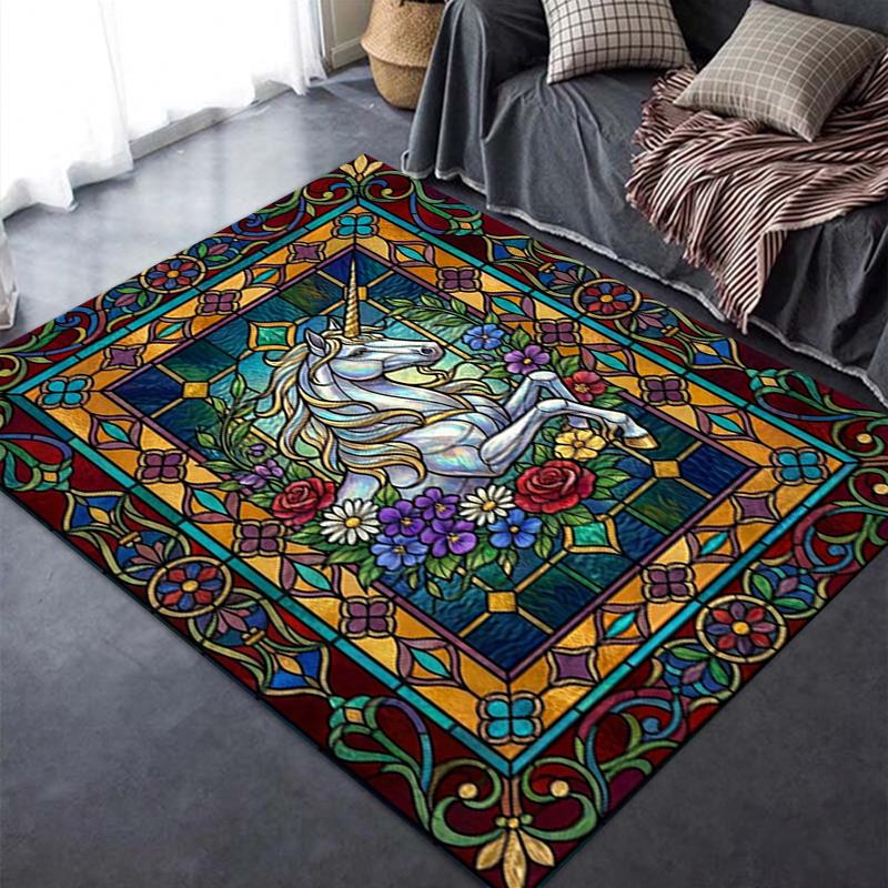 2025 New Unicorn Animal Carpet Rug for Living Room Bedroom Home Sofa Decoration,Kids play Non-slip Floor Mat142