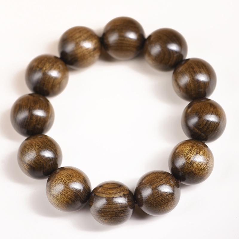 Sichuan Golden Silk Nanmu Ebony Bracelet - Intricate Wenwan Ornament with Perfect Style