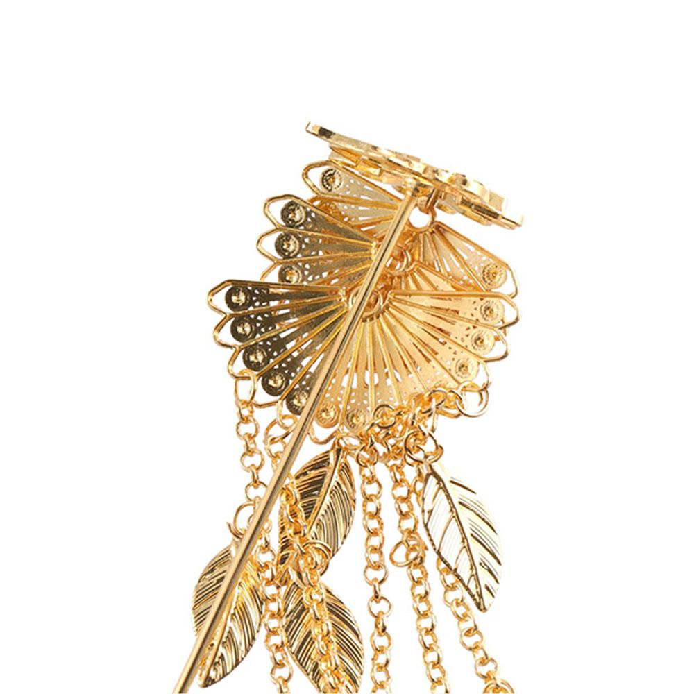 Fashion Headdress Stylish Headwear Chinese Hairpins Women Hair Fork Long Chain Peacock Hair Sticks