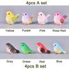 4 Pcs/set Resin Home Ornament Cute Little Birds Animal Model Figurine Glass Decor Miniature Craft Garden DIY Accessories