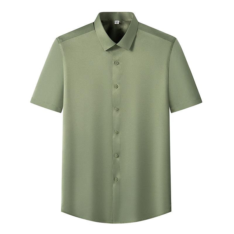 6XL Men's Short Sleeve Shirt Summer New Style Ice Silk Ice Feeling High Quality Large Size No Iron Business and Leisure