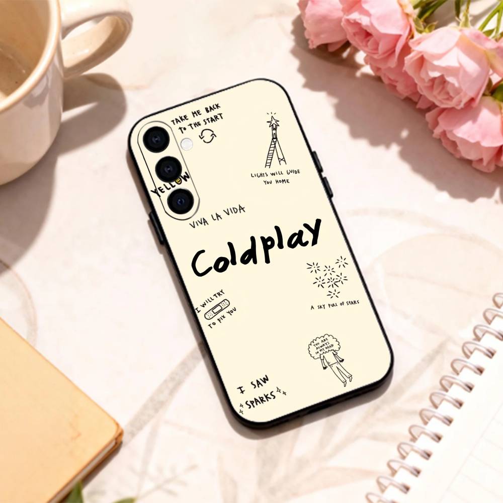 Alternative Rock Coldplay Handyhülle für Samsung Galaxy A73, A72, A71, A70, A53, A52, A51, Andere Weiche Schwarze Hülle