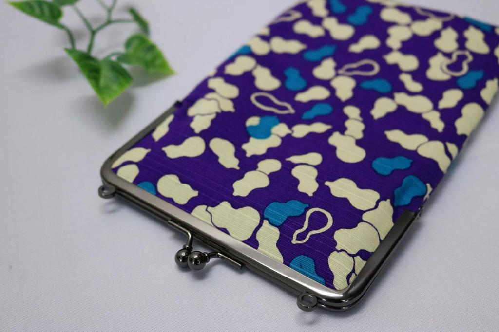 Made In Slim Goshuincho Case with Clasp X Small Item Gourd Purple Kyosuke, Japan, Closure, Cotton, 23.5 14.5cm, Pouch, Design,