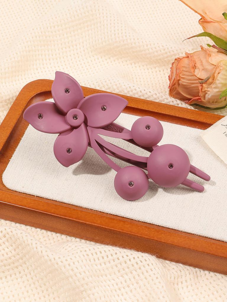 Clame de păr elegante cu flori mate și diamant, agrafe de păr mate pentru femei fete păr creț, accesorii de păr simple tip cioc de rață