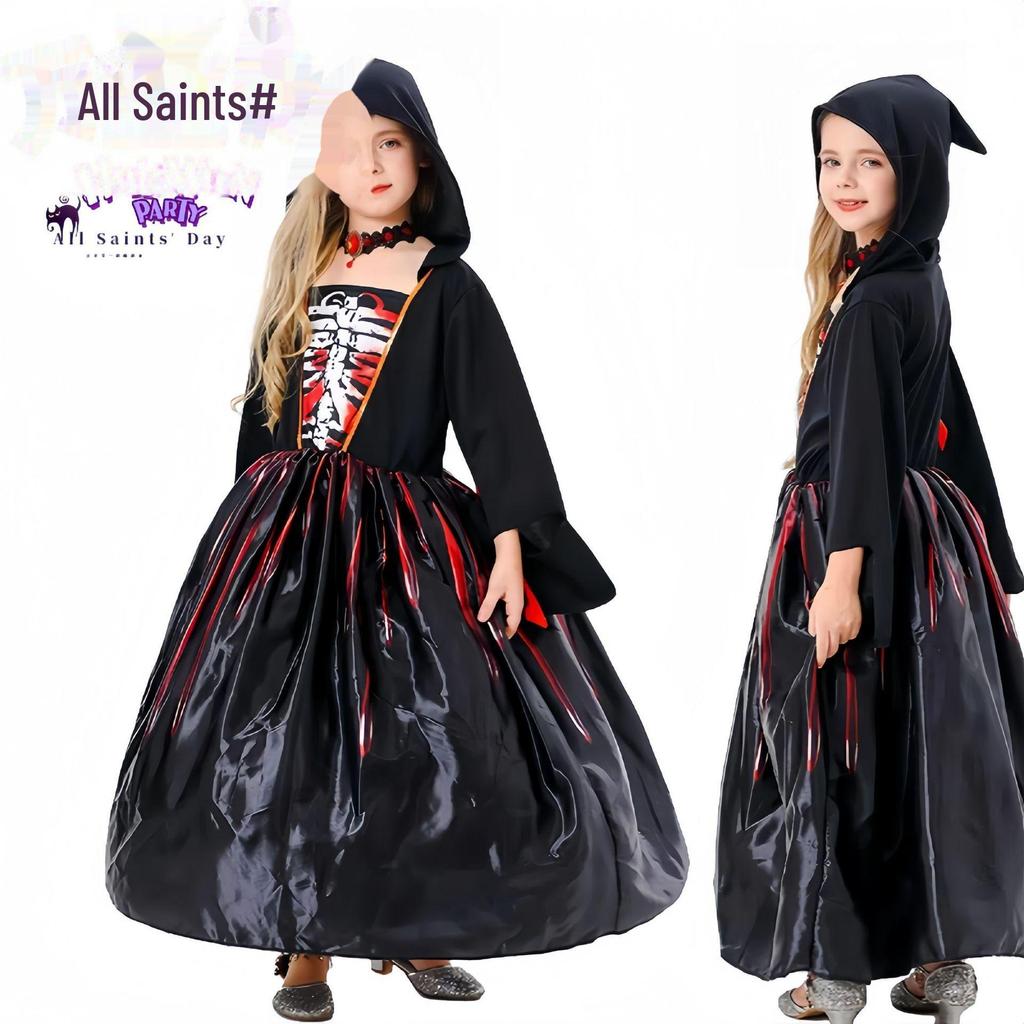 Costum Cosplay de Halloween European & American Vrăjitoare Schelet Vampir pentru Scenă & Petrecere