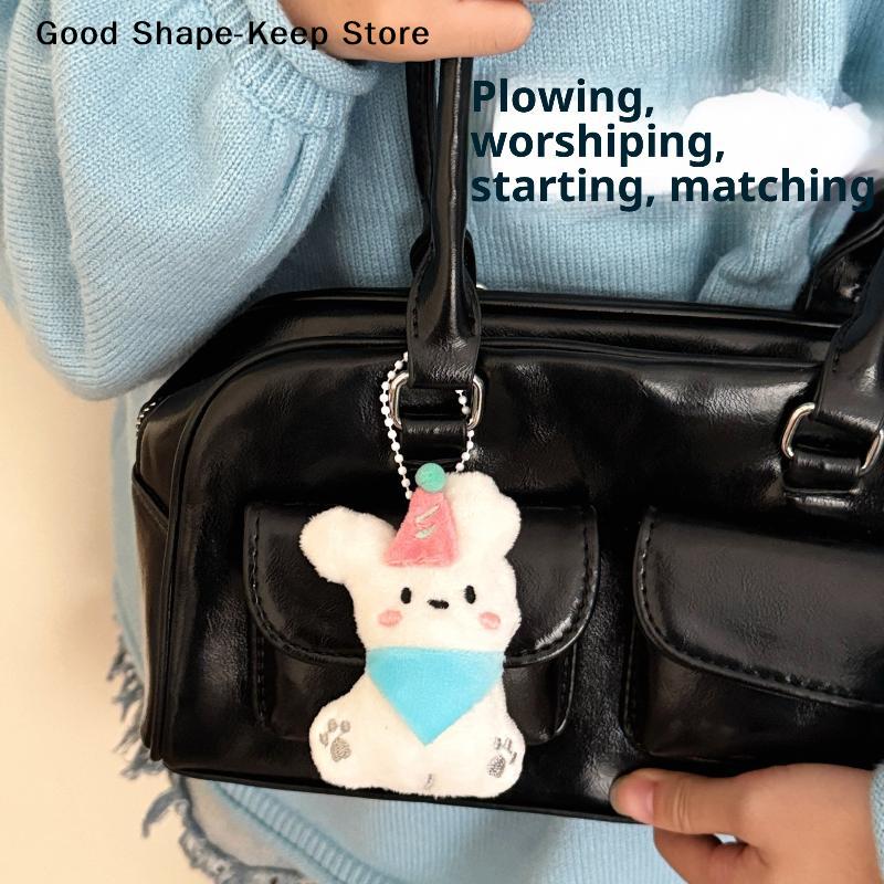 Cute Cartoon Plush Animal Keychains Kawaii Puppies Kittens & Bear Doll Charms Backpack Hanging Pendants Accessory Gifts