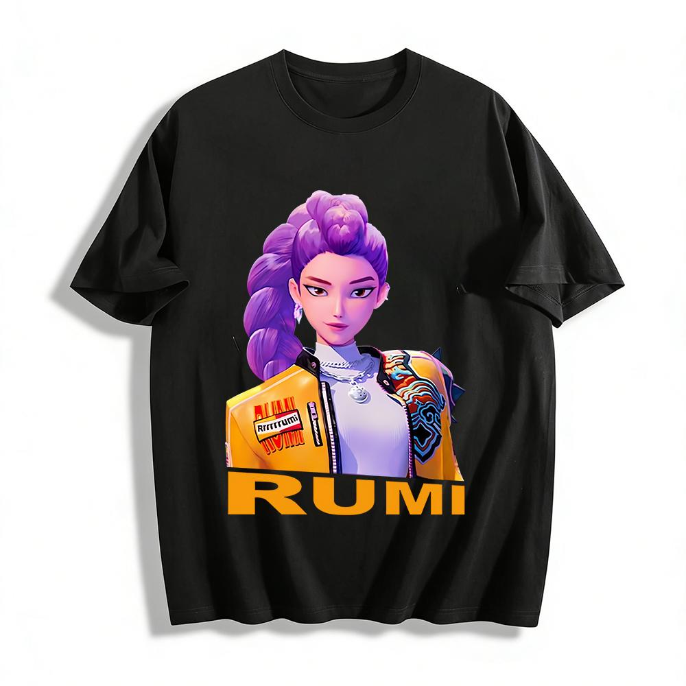 

Trendy Cool RUMI Purple Braid Girl Print Casual Top Street Style Unisex Versatile T-Shirt Pure cotton T-shirt XXS