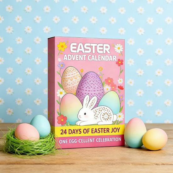 24Pcs Easter Bunny Countdown Calendar Dig Kit Treasure Hunt Excavation Toys for Kids Includes Dig Tools & Surprise Figurines Fun DIY Activity for Boys