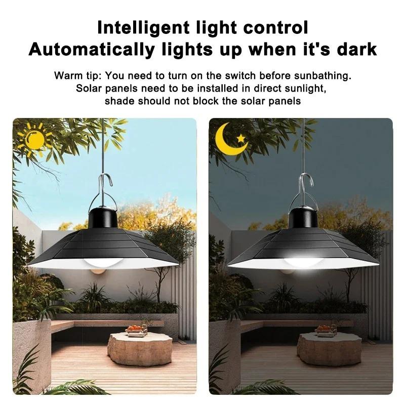 Solar Pendant Light Split Led Solar Powered Lamp White/Warm Light with Remote Control Chandelier Camping Outdoor Garden Lighting