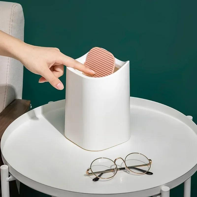 1 Pcs Small Solid Color PP Trash With Lid Mini Bucket Garbage Holder Waste Bin Office Storage Organizer Portable Box Desktop